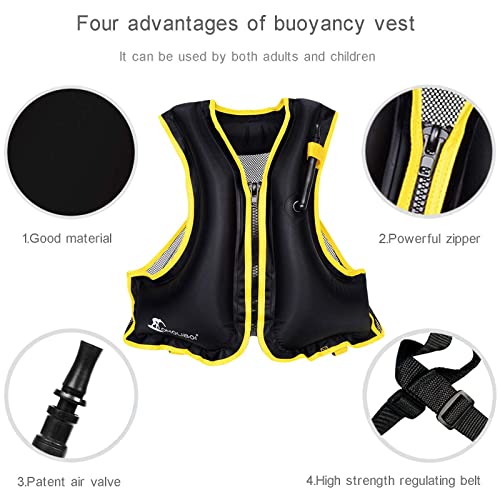 APPMOO Gilet de plongée avec Tuba Gilet de flottaison Gonflable pour Adultes, Gilet de flottabilité pour Kayak, Gilet de flottabilité Portable, Surf, Natation, plongée (pour 80 à 100 kg) - Image 4