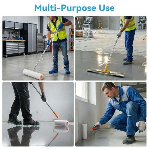 Stachelwalze Ausgleichsmasse, Bodenanstrichset, Doppelbelüftungswalzen (zwei Größen), Spachtel, Spikeschuhe, Teleskopstiel, Schutzhandschuhe, Spikewalzenkompensator