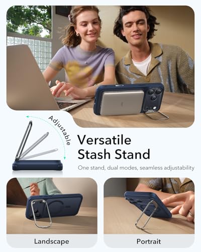 Image of ESR for iPhone 17 Pro Max Case with Stash Stand, Camera Control Cover Compatible with MagSafe, Military-Grade Drop Protection Magnetic Phone Case, Scratch-Resistant Back Cover,Frosted Blue