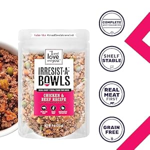 I and Love and You Irresistabowls Freeze Dried Canine Meals  Rooster + Duck  Prebiotics Grain Free Filler Free Meal Enchancer 9oz Pouch 4pk  Cucciolini Doodles I and love and you irresist a bowls freeze dried canine meals  rooster + duck  prebiotics grain free filler free meal enchancer 9oz pouch 4pk   cucciolini doodles