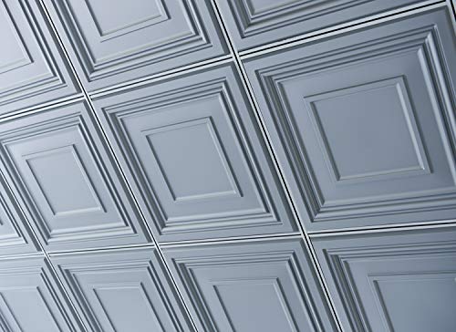 Image of Art3d Decorative Drop Ceiling Tile 2x2 Pack of 12pcs, Glue up Ceiling Panel Square Relief in Gray