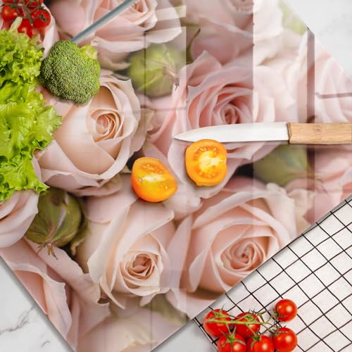 Plaque de protection induction vitrocéramique 2x40x52cm Wallfluent motif roses