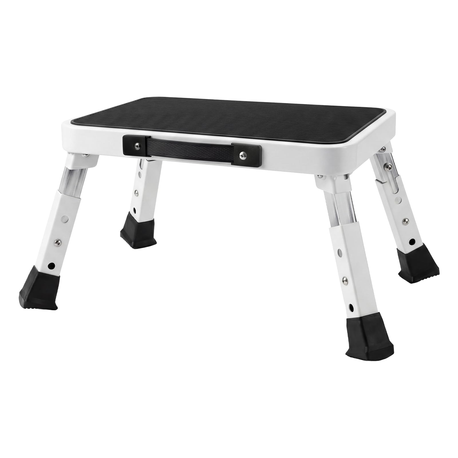 Levede - Folding Step Stool - 3 Height Settings - Aluminium - White