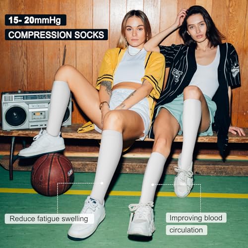 Image of Iseasoo 4 Pairs Compression Socks for Women Circulation-Best Support for Nurses,Running,Athletic,Travel