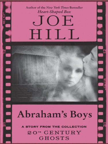 A pink and black background that resembles a filmstrip. The author's name is in large, black letters at the top. A black and white still of a despondent woman and a man kissing her forehead is in the center. The title is below the woman and man in black letters, along with other words in black letters below it.