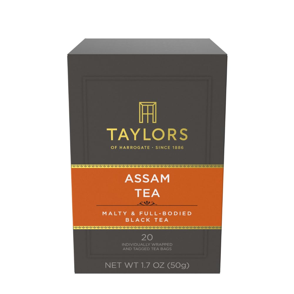 Taylors of Harrogate Assam, Black Tea, Individually Wrapped Bags, 20 Count (Pack of 1), Full-bodied, Satisfying & Malty, Caffeinated, Enjoy Hot or Iced, 20 Teabags