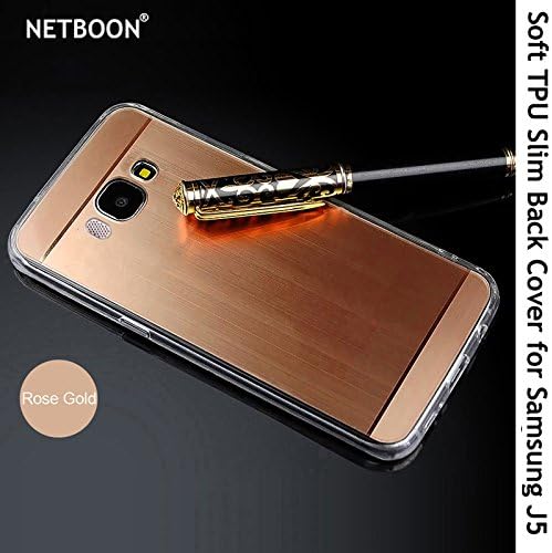 Mirror Back Cover for Samsung J5 (2016) - NETBOON Luxury Soft Clear TPU Mirror Back Cover for Samsung Galaxy J5 (2016) - Rose Gold