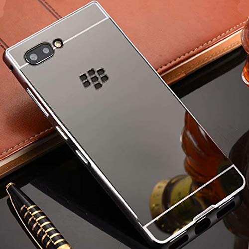 BlackBerry KEY2 Mirror Case, Shiny Awesome Make-up Mirror Plated Aluminum Metal Frame Bumper Slim Cover, TAITOU Cool 2 in 1 Ultralight Thin Phone Case for BlackBerry KEY 2 Black