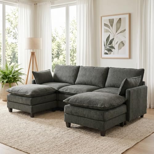 U Shaped Modular Sectional Sofa, Cloud Couch for Living Room - Image 3