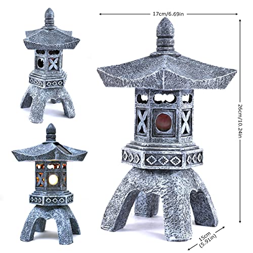 Mibung Zen Solar Pagoda Lantern Garden Statue Sculpture, Outdoor Zen Asian Decor With Solar Lotus Light, Japanese Temple Pagoda Lamp For Landscape Balcony Patio Lawn Porch Yard Christmas Ornament Gift #TOP1