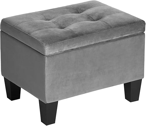 Banco otomano rectangular tapizado de terciopelo con parte superior abatible, reposapiés moderno, taburete otomano copetudo para dormitorio, sala de