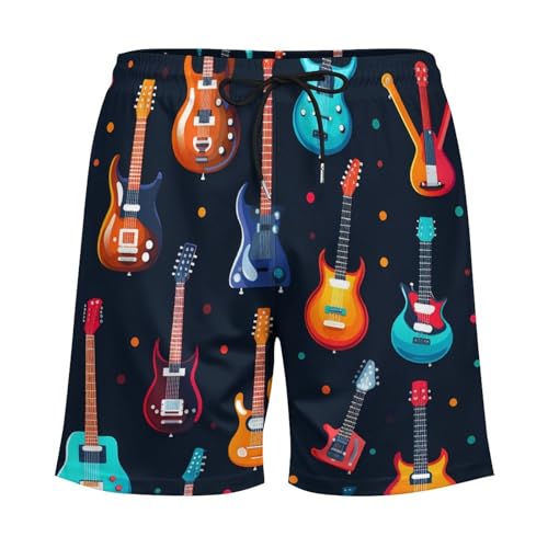 Music Pattern Guitar Men's Swim Trunks Board Shorts Quick Dry Bathing Suit Swimwear with Compression Liner4