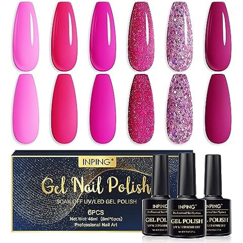 INPING Pink Gel Nail Polish Set, 6 Colours Cover