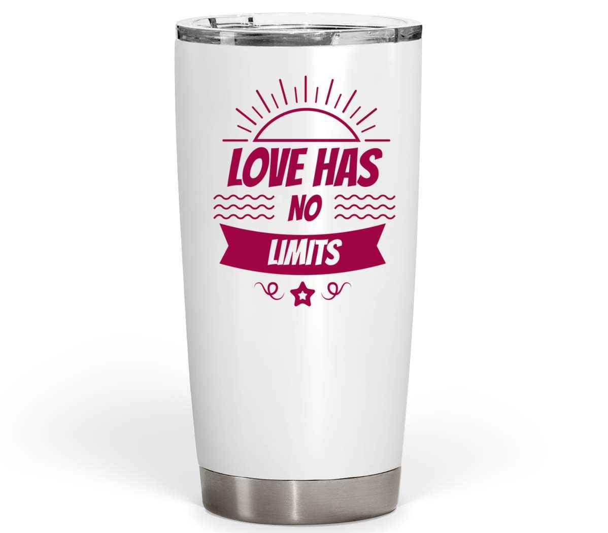 Lgbtq Pride - Love, No Limits Infinity Flag Gift - Navy and Design on 20 Oz White Stainless Steel Fat Tumbler