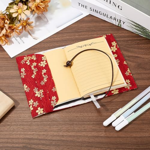 CRASPIRE Cherry Flower Book Protector Cloth Book Cover Adjustable Red Book Sleeve Soft Cloth Book Cover Retro for A6 Paperbacks Hardcover Books Classroom Students Teacher Book Lover - Image 4