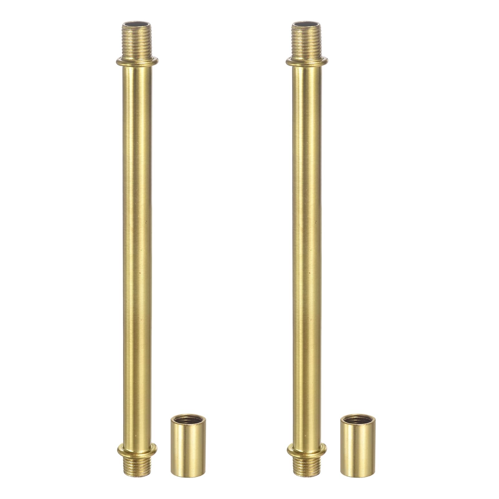 PATIKIL Straight Pipe Lamp Stems Rod Kit, 2 Set M10 Carbon Steel 150mm(5.91") Long Double End Thread Rod with Coupling Nuts Sleeve Connector for Table Lamps Chandeliers,Copper