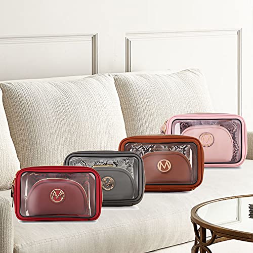 MKF 3PCS Stylish Cosmetic Bag Portable Makeup Travel Organizer Case With 7 Makeup Brushes