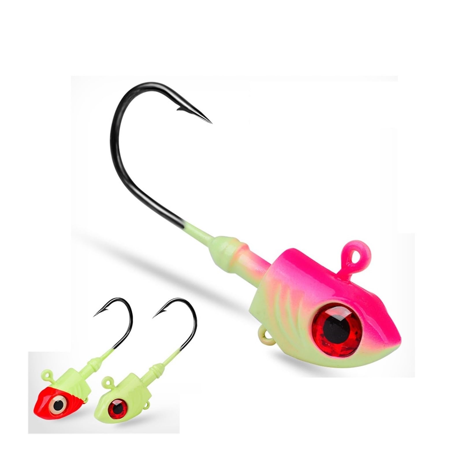 HEXEH Ami da Pesca 5pcs Morbido Amo jig Gancio Luminoso 10g-35g Amo da Pesca Testa Occhi 3D Simulazione Sangue Gancio Accessori for la Pesca Accessori per la Pesca