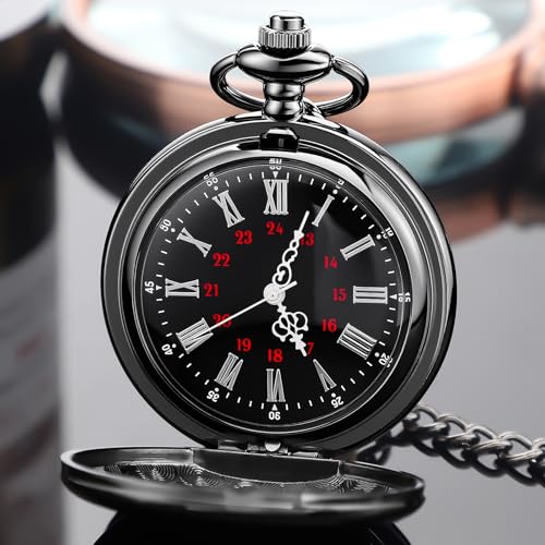 Tiong Bible Verse Pocket Watch Vintage Quartz Pocket Watches Cross American Flag Pattern with Chain Christmas Graduation Birthday Gifts Father's Day - Image 4