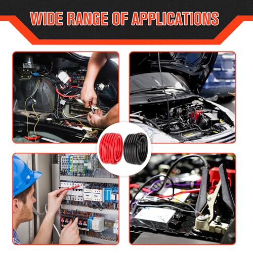 Image of 4 Gauge Wire 4 Awg Battery Cable 20FT Red + 20FT Black, 4AWG Pure Copper Wire for Automotive, Battery, Solar and Generator, 4AWG Welding Cable with Cable Lugs Terminal Connectors and Heat Shrink Tube