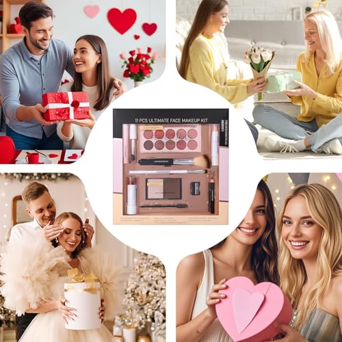 Jukeoiu Make-up Set für Anfänger | Make-up-Set für Damen Gesicht | 11-teiliges Mascara Concealer Lidschatten-Palette Lippenstift für Mädchen Teenager Weihnachten Geburtstag Hochzeit Party – Bild 5