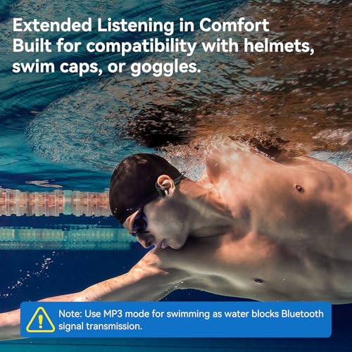Image of Full-Coverage Liquid Silicone Swimming Headphones,IP68 Waterproof Underwater Headphones, Bluetooth 6.0&MP3 with 32GB Memory Card,Soft /Skin-Comfortable Open Ear Bone Conduction Swim Earbuds(Black