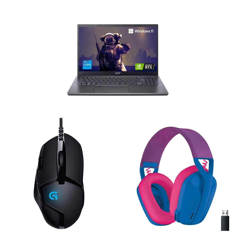 Acer Aspire Laptop (Intel i5 12th Gen/16GB RAM & 512GB SSD Storage/1650 Graphics)+Logitech G402 Gaming Mouse+Logitech G435 Gaming Headset - Blue