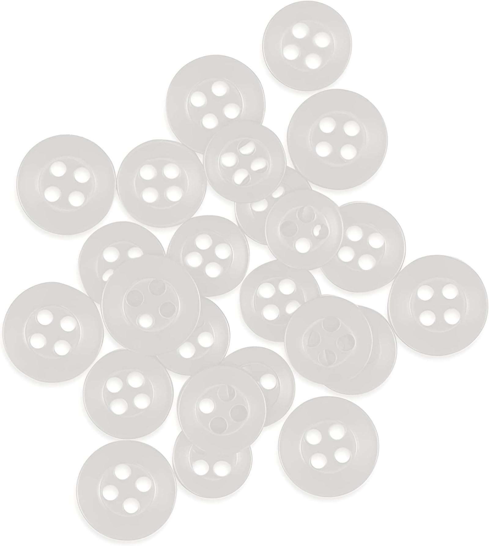 ButtonMode Replacement Shirt Buttons for Dress Shirt, Buttonup, Buttondown, Blouse, 22pc Set Has 8 Front (11mm or 7/16 in), 7 Sleeve (10mm or 3/8 in) & 7 Collar (9mm or Almost 3/8 in), Clear White
