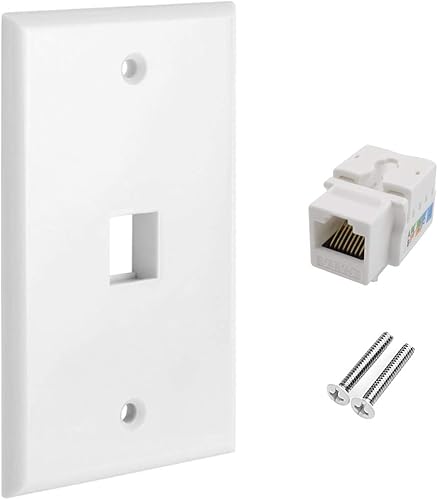 Miniatura 8 de OZXNO - Placa de pared Ethernet RJ45 CAT.6, paquete de 1 placa frontal de acoplador en línea de conector Keystone de red Cat6 con conector de módulo