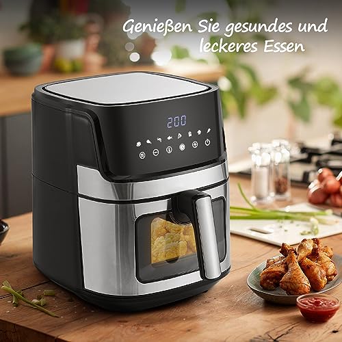 CLIPOP Grote digitale heteluchtfriteuse thuisgebruik energiebesparend zichtbaar kookvenster Airfryer met 8 functies inc Air Fryer, bakken en braden, digitaal touchscreen Air Fryers oven, olievrije - Afbeelding 3