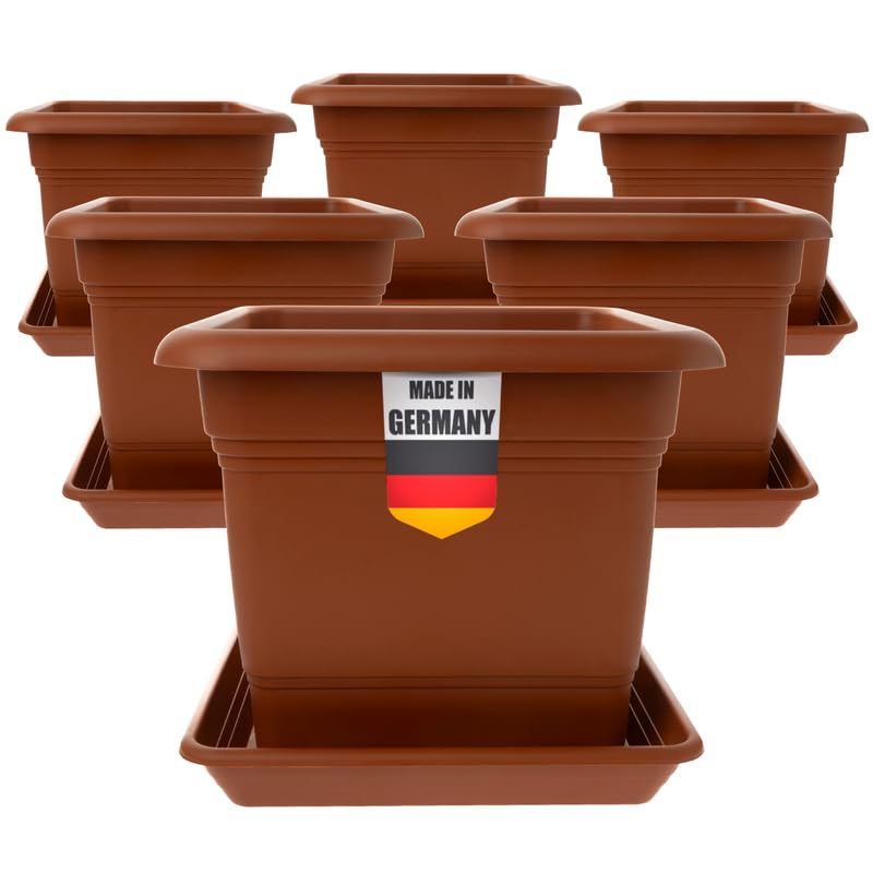 2friends Macetero rectangular de terracota, 28 x 28, juego de 6 unidades – Maceta robusta grande para exterior, maceta ideal para plantas de tomate, macetas rectangulares, de plástico para jardín y