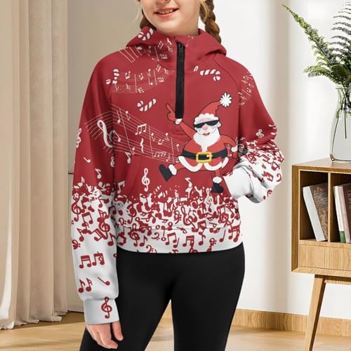 Girls' Hoodies Sweatshirts Half Zipper Pullover Crop Tops for Girls Long Sleeve Sweater with Kangaroo Pocket4