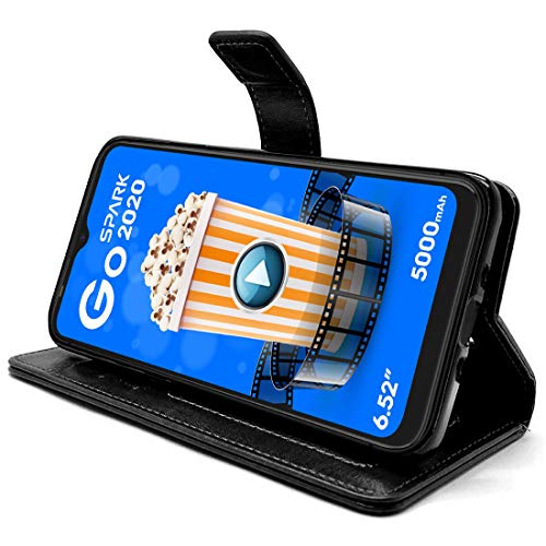 Image of Flip Cover Compatible with Tecno Spark Go (2020) | Premium Leather Finish | Inbuilt Pockets & Stand | Flip Cover Back Case for Tecno Spark Go (2020) (Black)