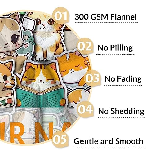 Personalized Cat Blanket Gifts with Name - 30"x40" Cute Throw for Kids & Adults - Yellow Soft Fuzzy Blankets for Couch & Office