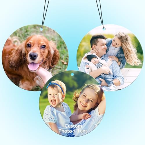 Image of Custom Air Fresheners with Picture for Car | Personalized Photo Gifts; Double-Sided Print; Hanging Ornament; Scent Choice Available; Round Shape