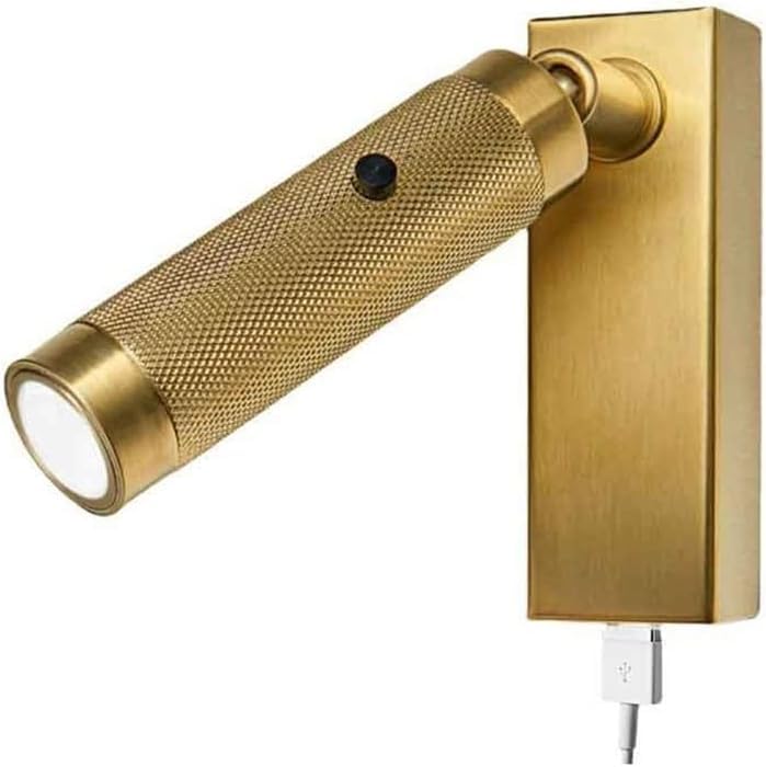 Apliques de pared LED ajustables de latón y aluminio con luz fría e interruptor