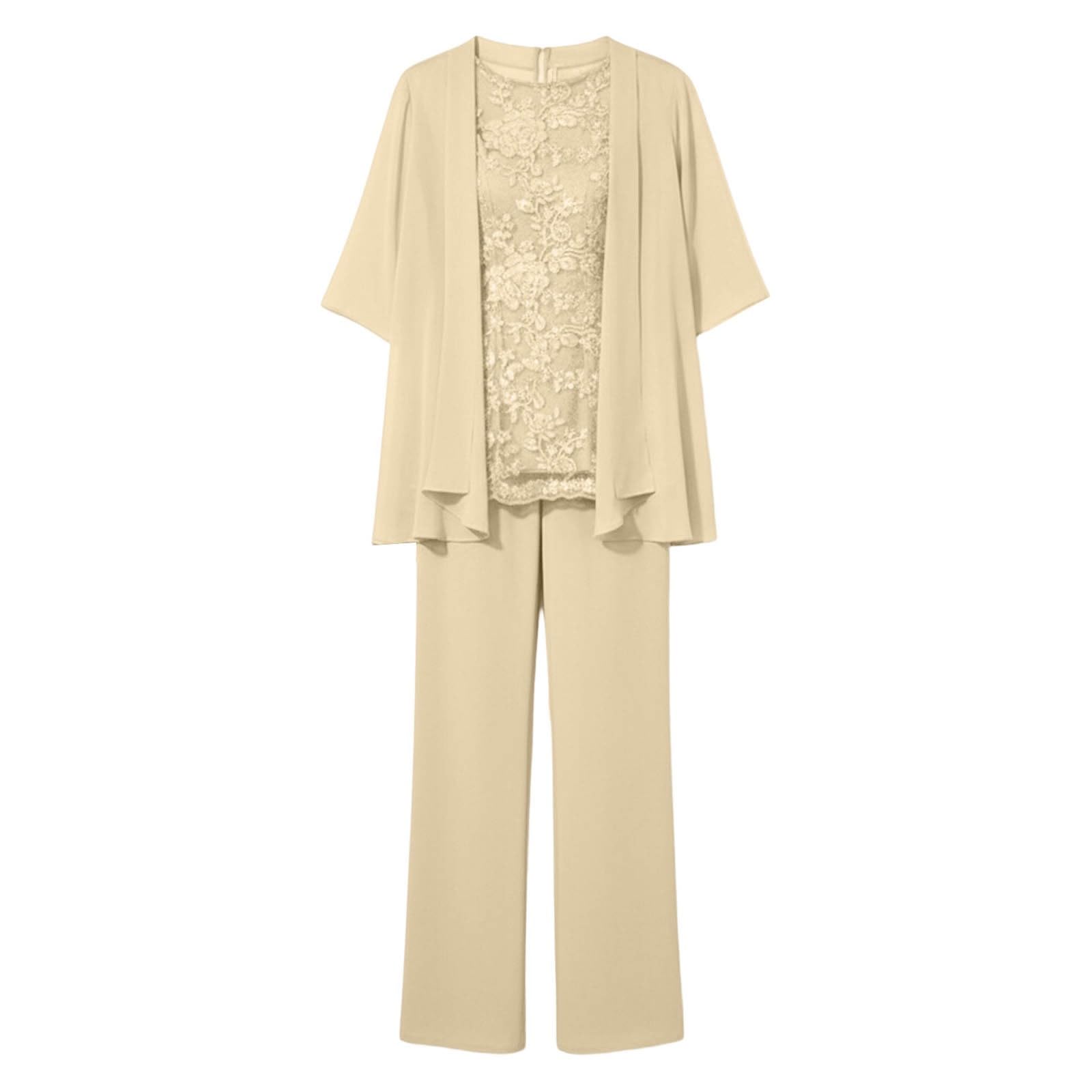 Generisch Elegante vestido de fiesta de dama de honor: pantalones de manga larga de gasa con estampado floral, elegante y cómodo para invitados en tallas grandes.