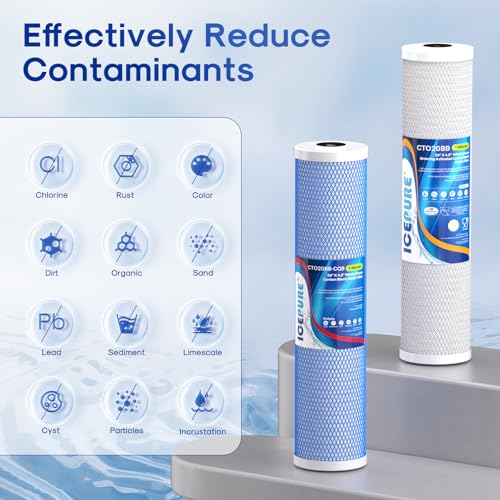 Image of ICEPURE 4.5 inchx 20 inch Whole House Water Filter High Capacity Combo Set, Carbon Block Cartridge and Upgraded Activated Carbon Lead Removal Filter Replacement for 20 Inch Water Filter System, Pack of 1