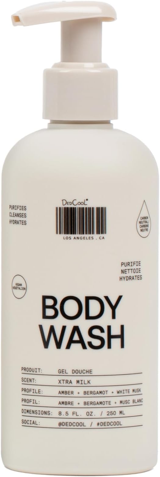Body Wash | Xtra Milk | Shea Butter, Aloe & Snow Mushroom | Hydrating, Non-Toxic, Vegan | Bergamot, White Musk & Amber | 8.5 fl oz