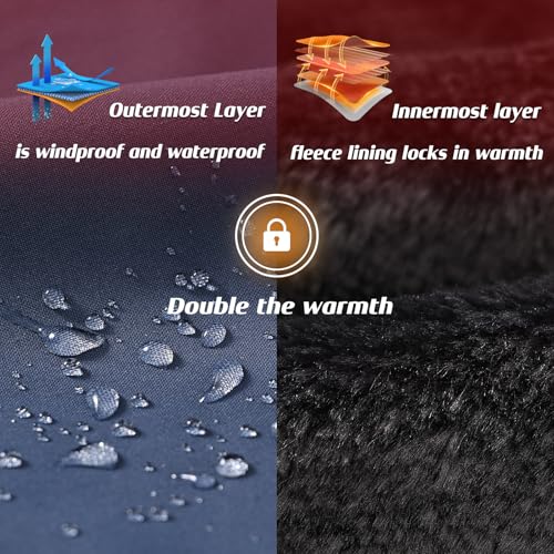 Image of Mens Skiing Jackets Winter Waterproof Snow Jackets Fleece Lined Insulated Heavy Parka Jackets Coats with Hoode