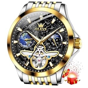 OLEVS Mens Automatic Watches Self Winding Skeleton Luxury Stylish Wrist Watch Waterproof Luminous
