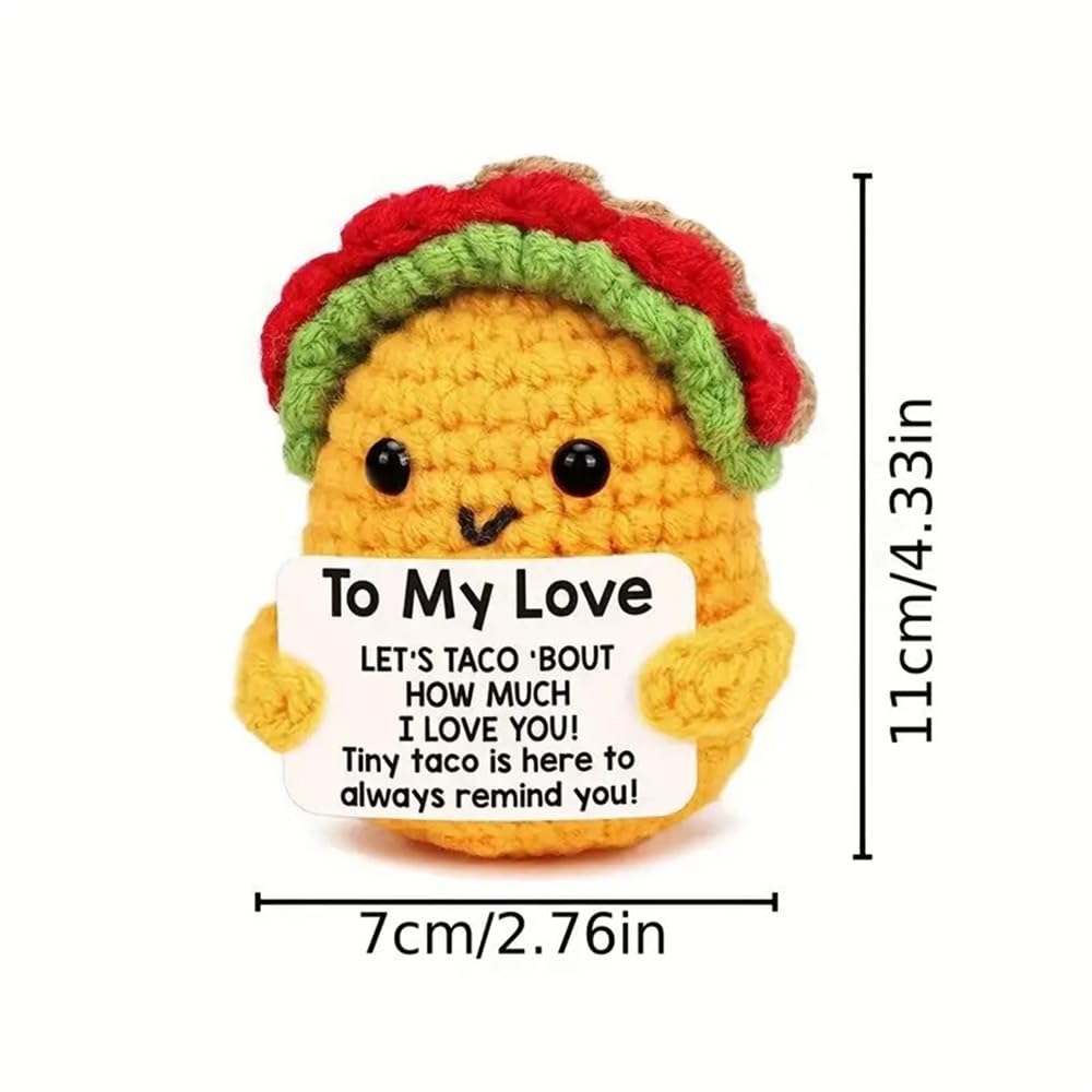 Mamarmot Mini Taco Positive Crochet Funny Birthday Gifts for Girls Women Friend, Cute Stuff Emotional Cheer Up Support Handmade Taco Pickle Crochet (to My Love Gift)