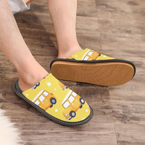 visesunny Women Men's Fuzzy Slippers Plush Warm Winter Yellow Car Polka Dots Cozy House Slippers Comfy Indoor Shoes4