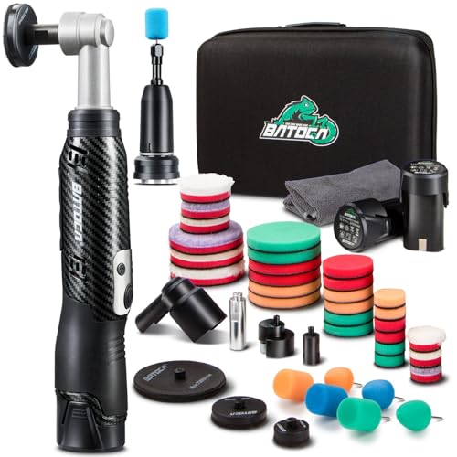 BATOCA S6 Mini Pulidor a Batería,Detailing Máquina de Pulir Kit,12V Pulidor de Coche DA&RO,1000 5000RPM /4200 21000RPM,3 Bases (25mm/50mm/75mm),Lijadora Abrillantar Pulir para Autos,Motos,Faros