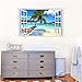 Rajahubri Beach Seascape Window Wall Sticker Palm Tree and Hammock Fake Window Wall Decals Removable Tropical Sea Window View Wall Stickers Decal for Living Room