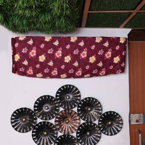 Image of AC Cover for Indoor & Outdoor Unit | Waterproof, Dustproof, All-Weather Protection Against Dust, Rain & Sun (Split AC Cover Printed Maroon, Upto 1.5 Ton)