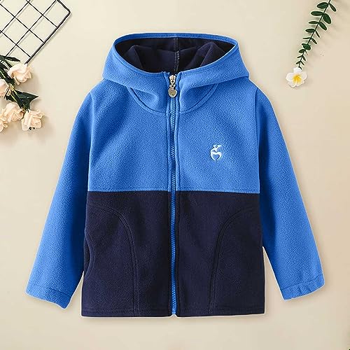 Toddler Girls Boys Zip up Sherpa Jacket Casual Collared Color Block Athletic Coat Fall Winter Thick Warm Outfits with Hood2