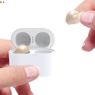 Xmenha Invisible Earbuds Long Endurance Hours Playtime Beige Mini Bluetooth Earbuds True Wireless Earbuds Stereo HiFi Music IPX5 Waterproof Noise-Cancelling Discreet with Wireless Charging Case