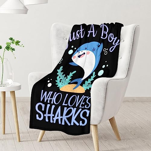 Shark Blanket Gifts - 60"x80" Cute Throw Blanket for Boys - Black Soft Fuzzy Blankets for Bed, Couch & Living Room