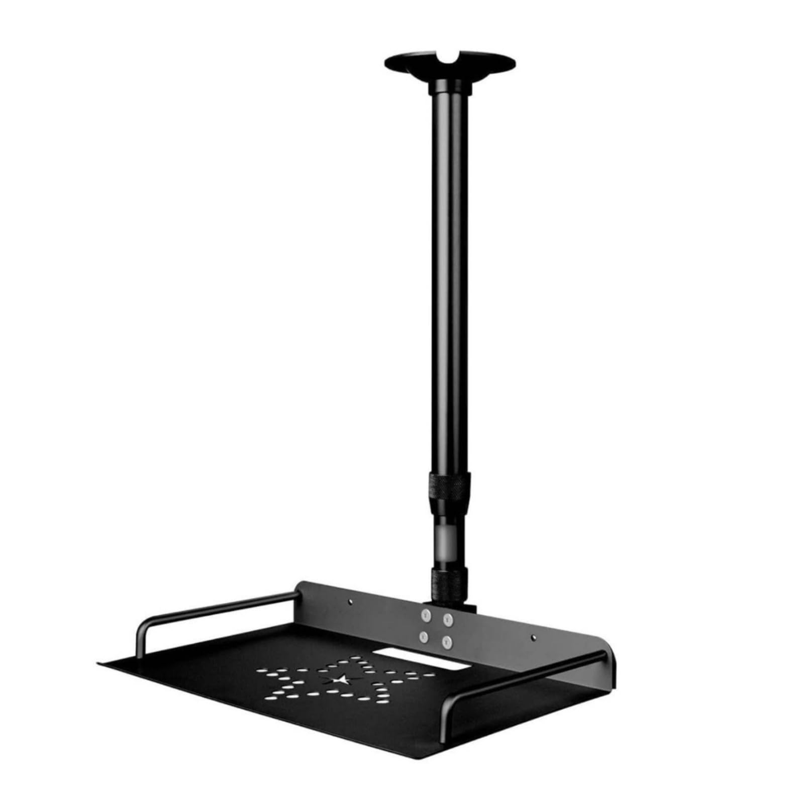 Harilla Staffa da Soffitto Supporto Proiettore Staffa Regolabile Mensola Metallo Vassoio Antiscivolo per Risparmio Spazio Piantone Telescopico con Serraggio, 60-120cm